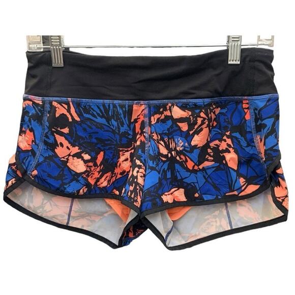 Lululemon Speed Short Paint Storm Harbor Blue Multi / Black SZ 4‎ - Picture 2 of 7